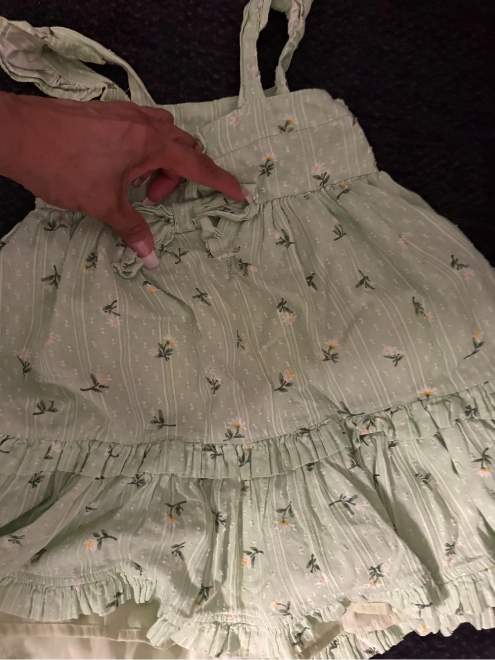 Tahari Light Sage Green Floral Ruffle Dress for Girls